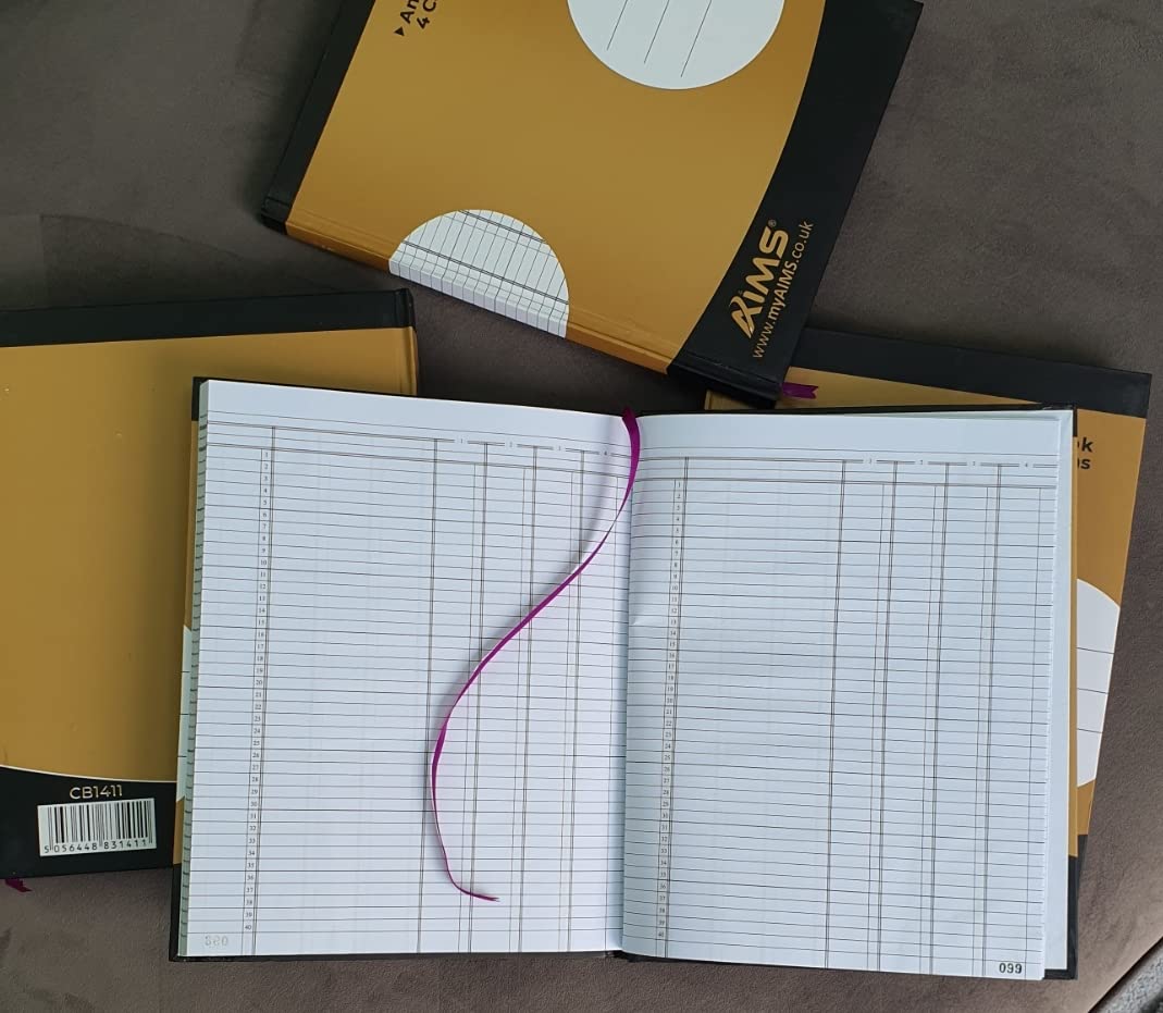 Cash Book 4 Column/Account Book 7 Column Across Accounting Ledger for Daily Records Bookkeeping, Home Office, Petty Cash Debit/Credit Use 100 Pages Hard Bounding Covering (Cashbook 4 Column)