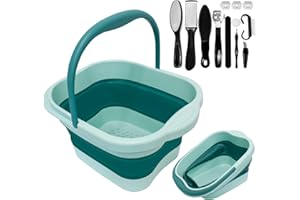 GJULRFU Collapsible Foot Soak Tub with Handle – 10 in 1 Professional Pedicure Tools Set,Foot Bath Basin,Portable Feet Spa Soaking Basin Bucket with Foot Massage Acupoint For Cleaning Mop,Picnic,Laundry Basket