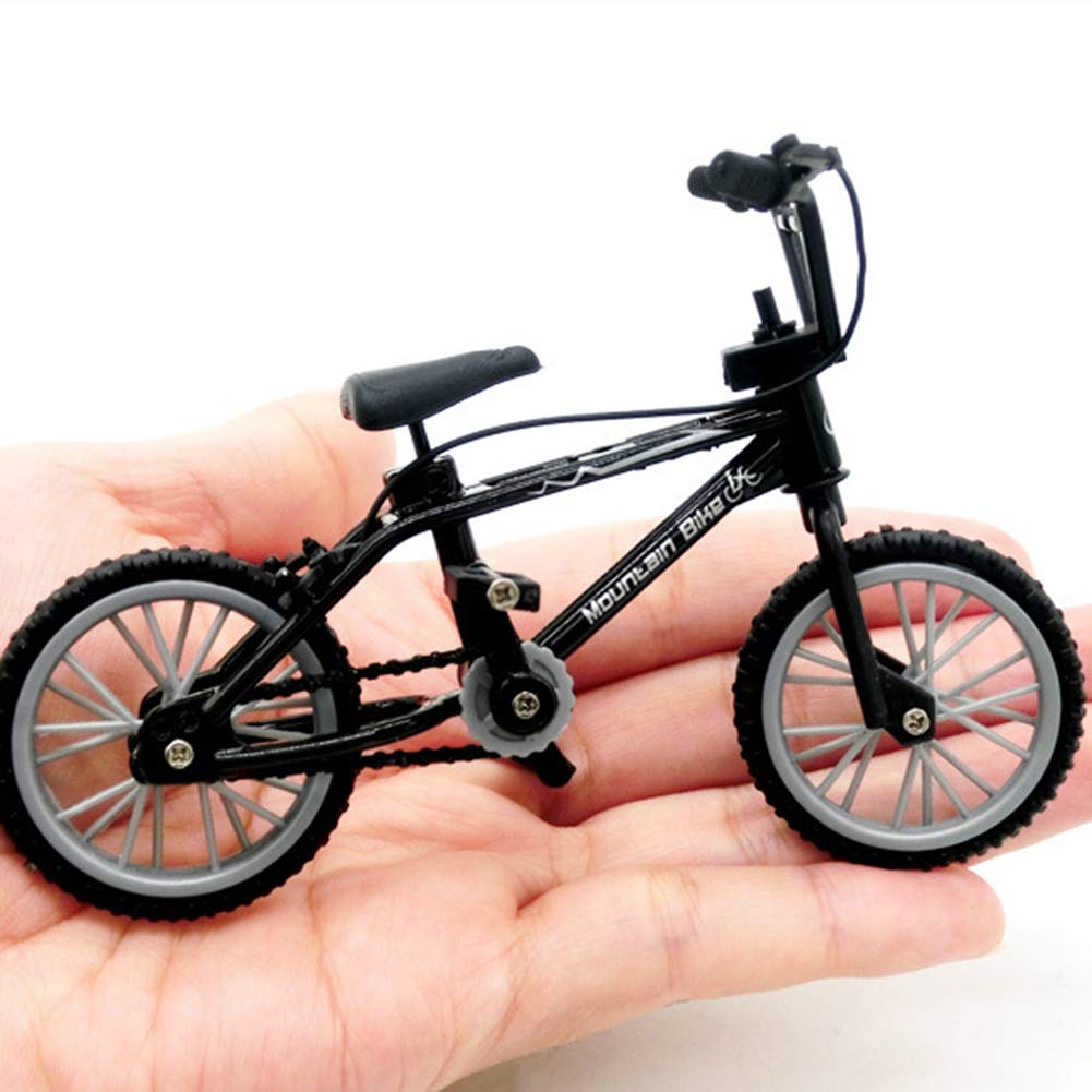 1/18 Diecast Bike Action Figure Toy,Mini Finger Mountain Bike Bicycle Art Crafts Desktop Decor - Black