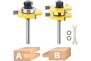 Tongue and Groove Router Bit Set,2PCS Wood Milling Cutter for Woodworking and DIY Project (1/4 inch Shank)