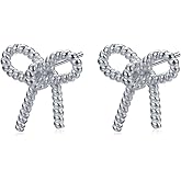 Rnivida 925 Sterling Silver Bow Stud Earrings Hypoallergenic Jewelry for Women