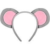 KICOSY Cute Mouse Ears Headband for Women Halloween Mouse Head band Grey Rat Ears HairBand Animal Headband Rat Costume Adult Party Accessories for Halloween Cosplay