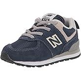 New Balance boys 574 V1 Lifestyle Bungee Sneaker, Navy/White, 5.5 Toddler US