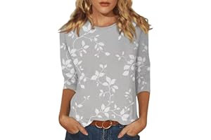 SLQDGMRYZ 3/4 Length Sleeve Womens Tops Summer Three Quarter Striped Shirts Dressy Casual Printed Tunic Tops Women Blouses