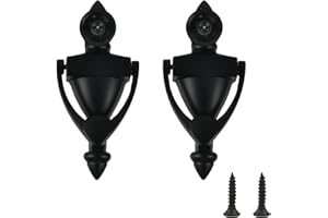 Geesatis 2Pcs Door Knocker with Peephole,5.3 inch Front Door Knocker,180 Degree View Angle Peephole,Black