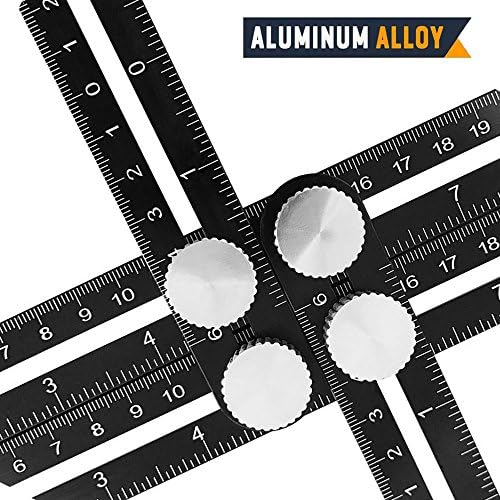 YANX Multi Angle Measuring Ruler Made of Premium Aluminum Alloy Template Tool for Craftsmen Handymen Carpenter DIY (Black)