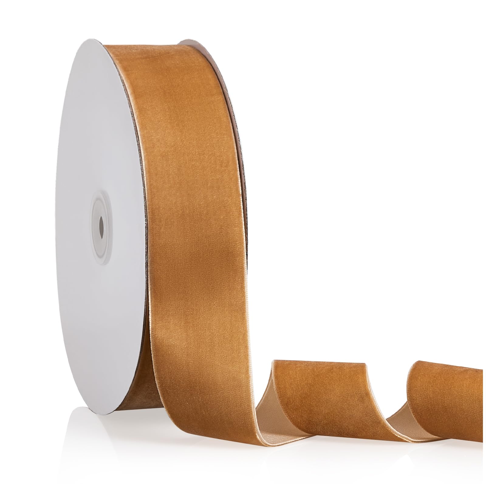 Photo 1 of 1.5" X 20 Yards Light Khaki Velvet Ribbon for Christmas Tree Wreath Decoration Handmade Crafts Ornaments Gift Wrapping & Bow Making