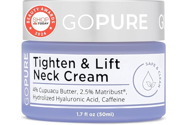 goPure Tighten & Lift Neck & Chest Moisturizer Cream for Visibly Firming, Tightening and Lifting Wrinkles & Crepey Skin, 1.7o