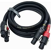 Speak on 2Pack Pro Speakon to Speakon Male Speaker Gauge Wire Lock Cable Pair 12AWG Professional Audio Cabl Cord with Port Connector for para bocina de dj Stage Power Amplifier 2 Conductor 6ft feet