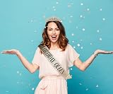 Leixi Birthday Queen Sash & Rhinestone Tiara Set Gold Birthday Kit view 4