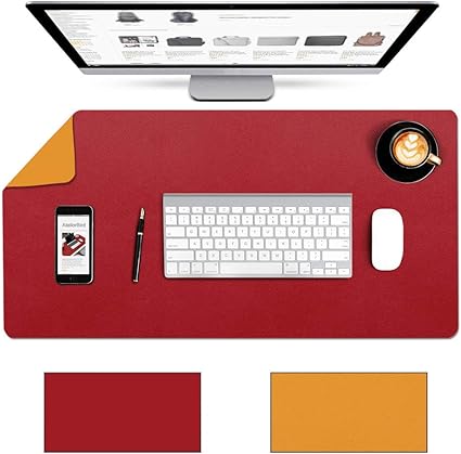 Amazon デスクマット 800x400x2cm Atailorbird 大きいマウスパッド Pu レザー マウスパッド パソコン デスクマット レザフェス 合皮 ワインレッド イエロー Atailorbird マウスパッド 通販