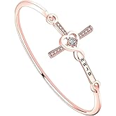 MYOSPARK Christian Bracelet WWJD Love Heart Infinity God Cross Bangle Bracelet Religious Jewelry Gift