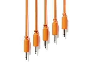 ExcelValley - 5-Pack - Mono Modular Patch Cables - TS 3.5mm 1/8" Eurorack Synthesizer [Orange | 30 cm - 11.81"]