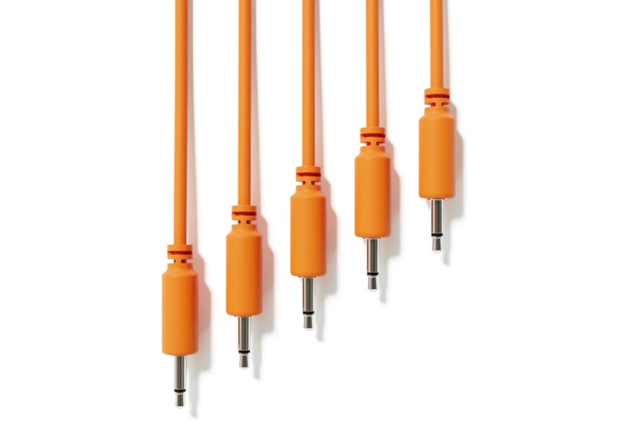 ExcelValley - 5-Pack - Mono Modular Patch Cables - TS 3.5mm 1/8" Eurorack Synthesizer [Orange | 15 cm - 5.91"]