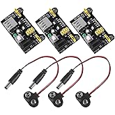 ALAMSCN 3.3V 5V MB102 Solderless Breadboard Power Supply Module with 9V Battery Clip Power Cable 2.1x 5.5mm Male DC Jack Plug