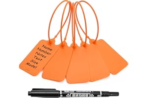 50 Orange Blank Plastic Tags for Labeling Waterproof Hanging Labels Writable Tags Seal Plastic Marking Label for Clothes Bags