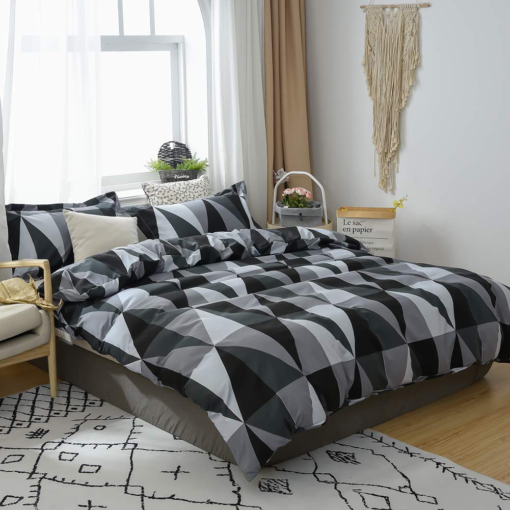 MH MYLUNE HOME Duvet Cover 3 Pieces Set - Ultra Soft Double Brushed Printed Microfiber Comforter Cover with 2 Pillow Case