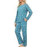 ENJOYNIGHT Womens Pajama Set Cotton Long Sleeve Pjs Two Piece Sleepwear with Pockets