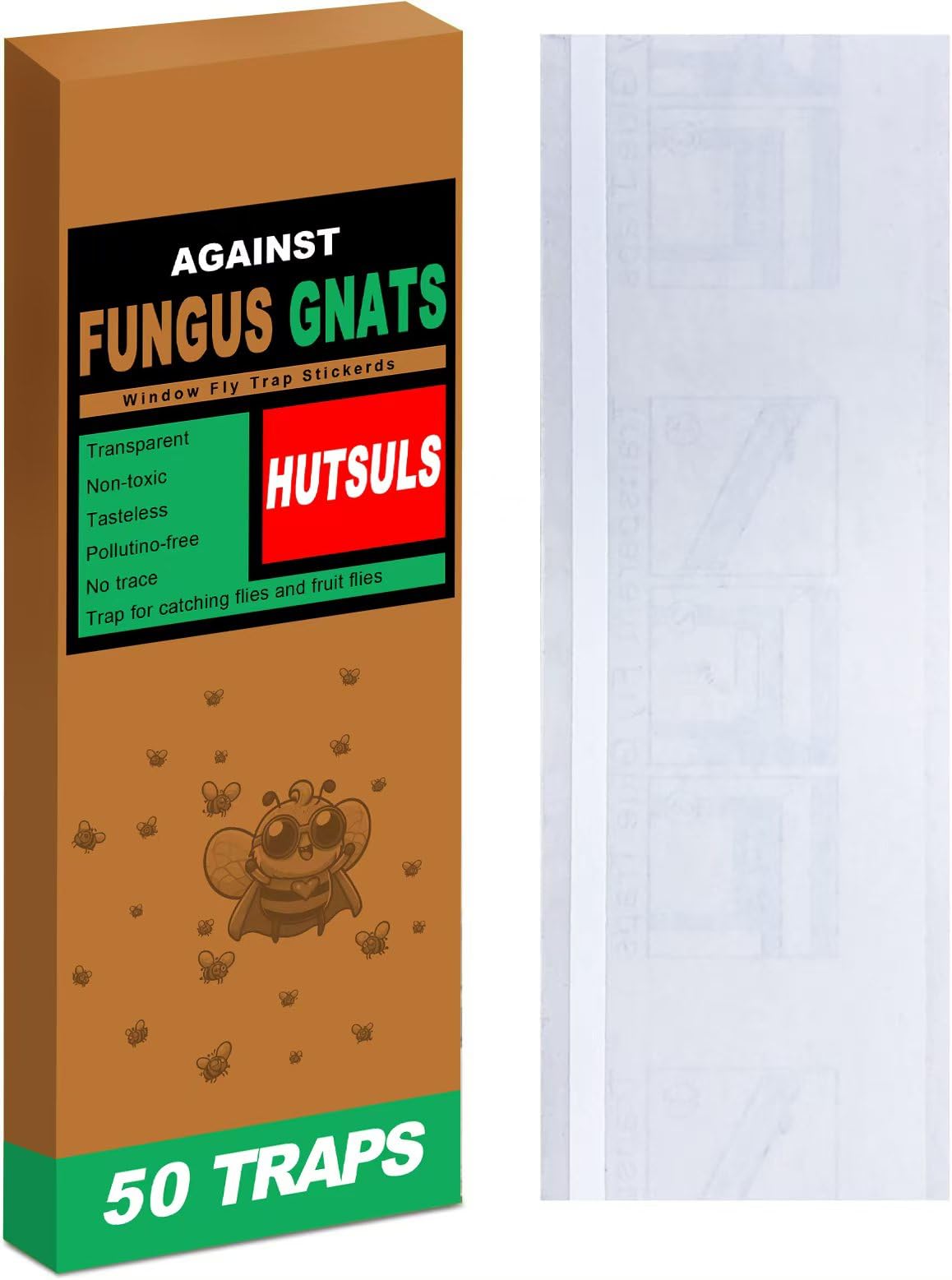 Fungus Gnat Killer - 50 Traps - Window Fly Traps, Fruit Fly Traps for Indoors, Fly Paper Sticky Strips,Traps for Indoors Clear