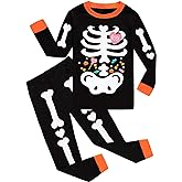 Toddler Boys Halloween Pajamas Glow in The Dark Skeleton Pjs Cotton Sleepwear 2 Piece Pant Sets Kids Halloween Clothes 2-12T