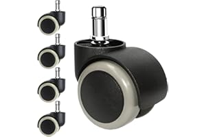 FOH 2" Office Chair Casters Wheels Set of 5 10mm Stem for I K E A Chair, Hardwood Floor Protecting Castor Wheels, Heavy Duty 