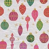 Entertaining with Caspari Vintage Ornaments Foil Continuous Gift Wrapping Paper Roll, 8-Feet, Pale Silver