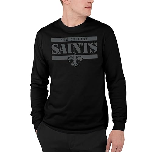 Junk Food Men's Standard x NFL-Team Stencil Block-Officially Licensed Adult Long Sleeve Fan T-Shirt Women, Black