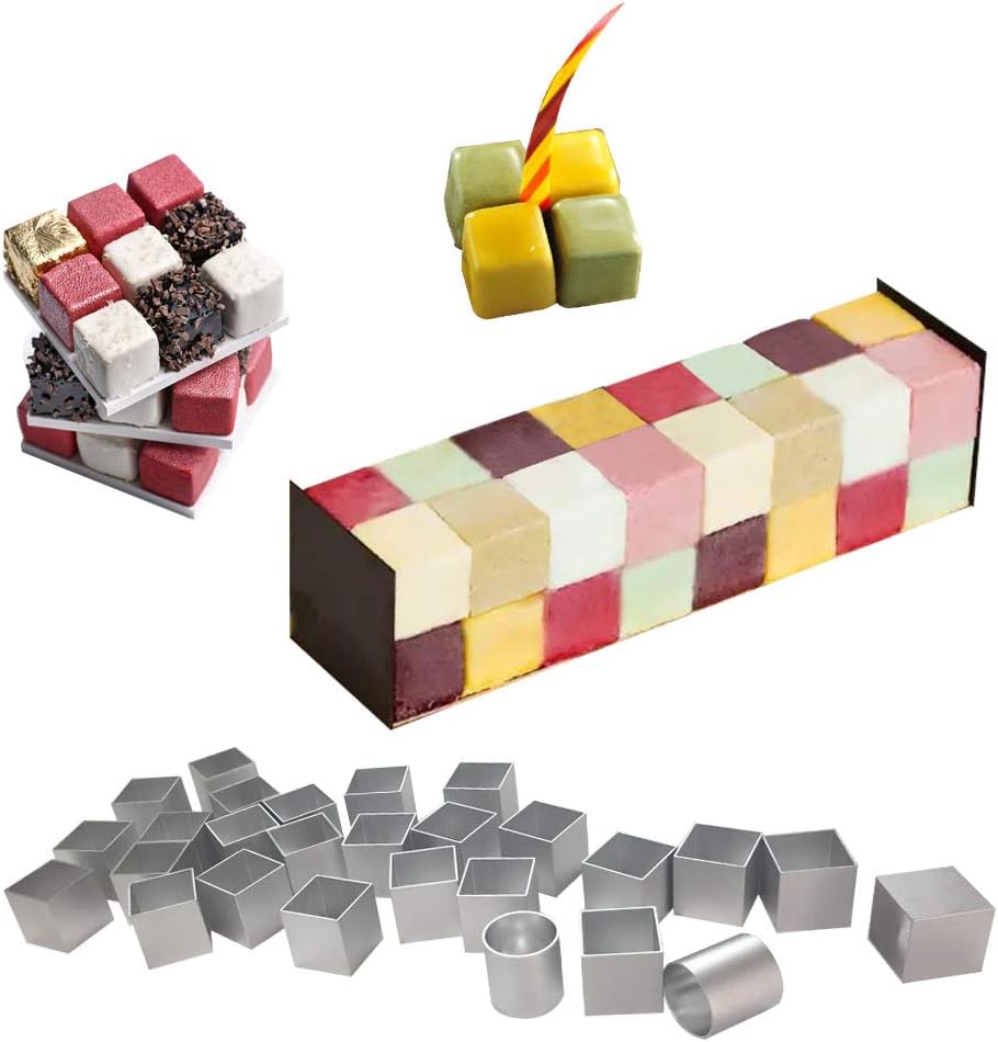HAIT Rubik's Cube Cake Mousse Mold Aluminum Alloy Pastry Rotate DIY Baking Dessert Suit Appliance (C) [Energy Class A]
