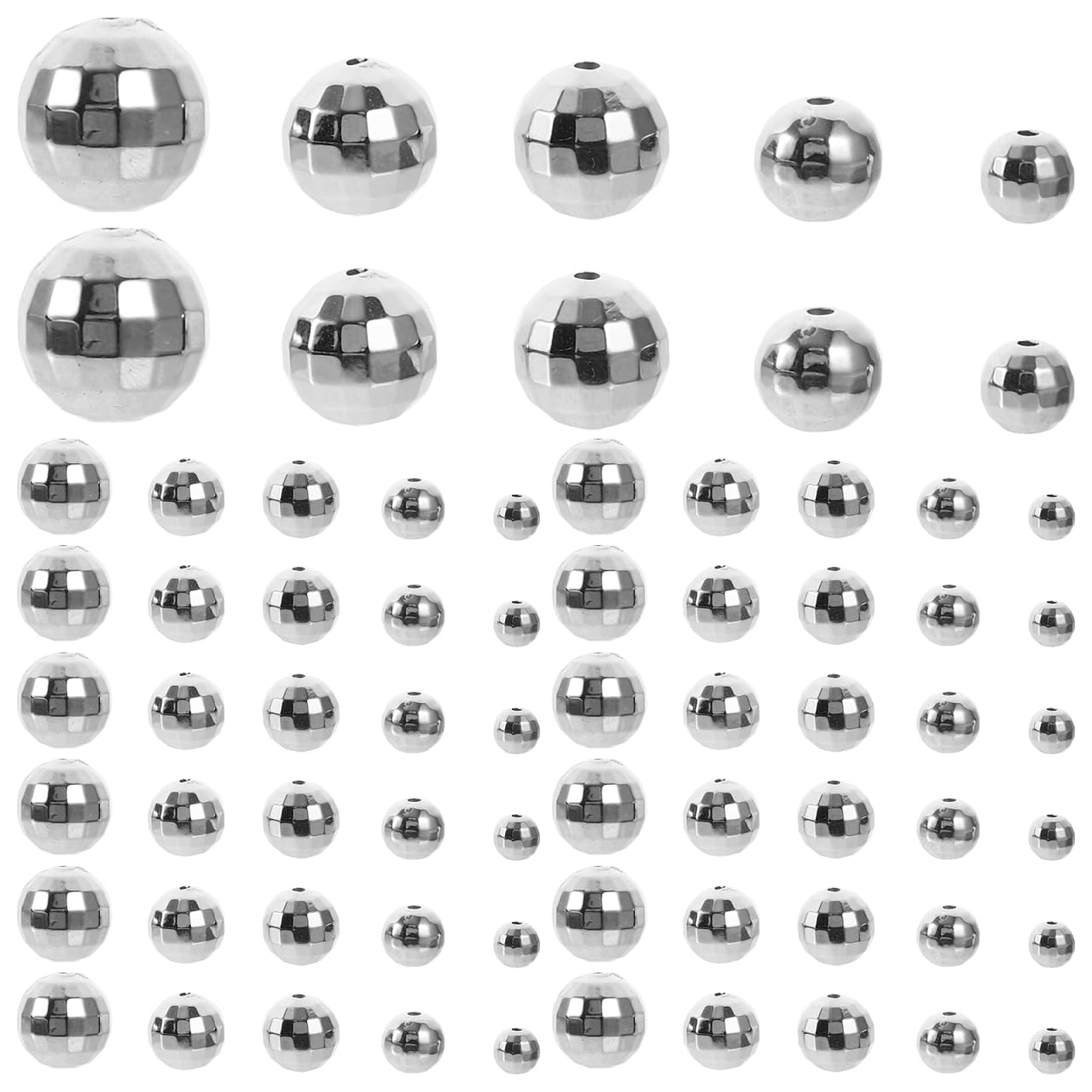NUOBESTY 200Pcs Disco Ball Beads Silver Mirrorball Beads Round Reflective Disco Mini Balls for Bracelet Necklace Jewelry Earrings 70 Making Pendants