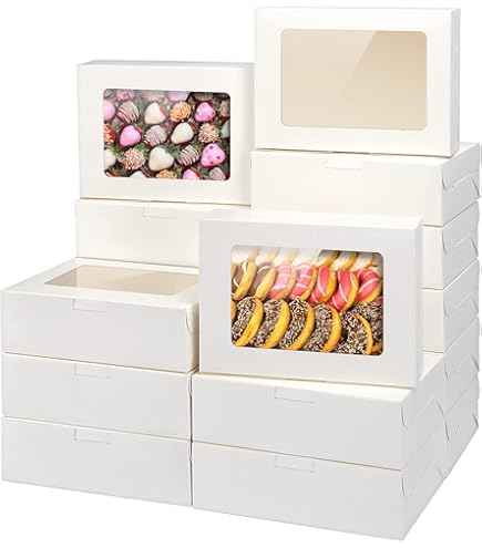 12 Pcs Cookie Boxes With Window, 6x6x3 Inches White - View #7