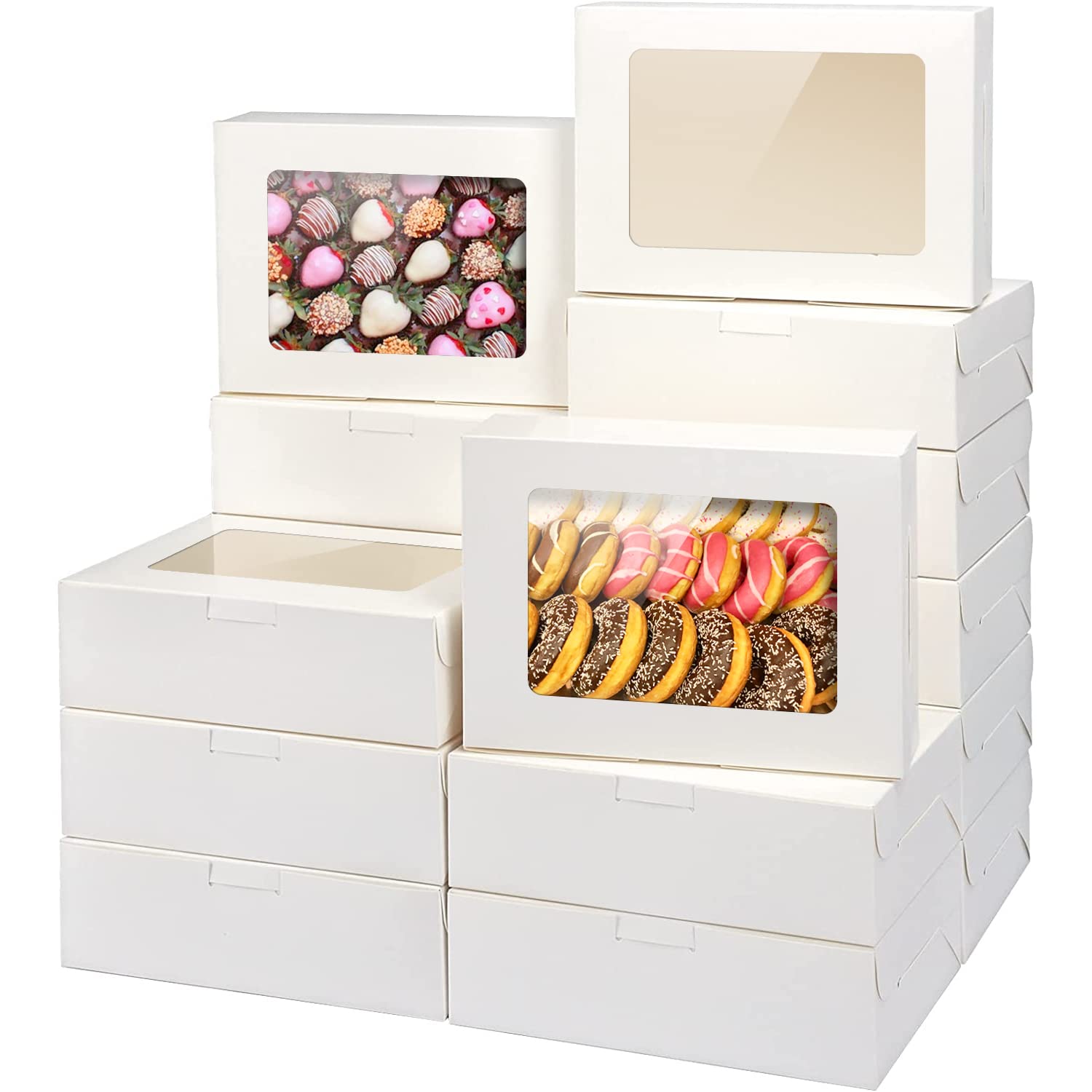 Photo 1 of VANKUTL 8x6x2.5In 20pcs White Cookie Boxes with Window, Pastry Boxes for Gift Giving, Treat Boxes for Bread, Donuts, Valentine's Day, Women's Day, Mother's Day, Christmas, and Holiday Gatherings.