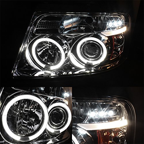 image for AKKON For Ford F150 F-150 Pickup Chrome Clear Dual Halo LED G2 Project