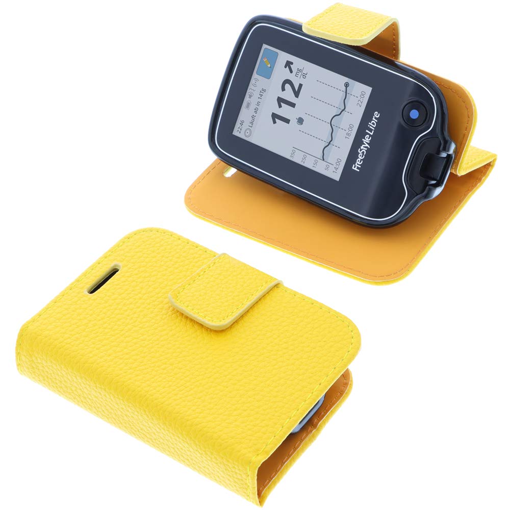 foto-kontor Bag compatible with Abbott Freestyle Libre 2 Book Style yellow case protection cover book