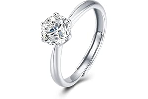 Atylyk 1 Carat Moissanite Engagement Ring Wedding Promise Platinum PlatedSterling Silver Solitaire Rings for Women