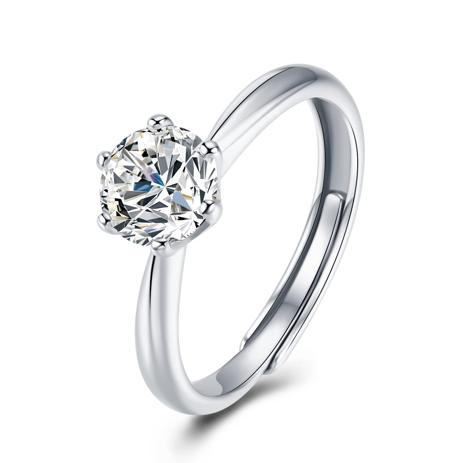 Atylyk Rings for Women 1CT Moissanite Wedding Ring Soild 925 Sterling Silver Engagement Rings Gift for Lady Mothers Day