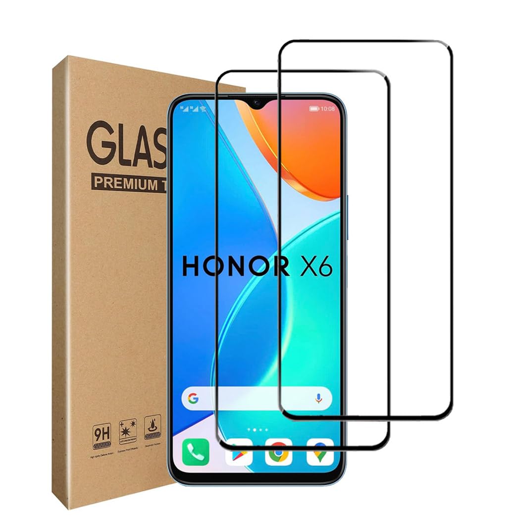 jonlineuk [2-Pack] Full Coverage Screen Protector for Honor X6 Tempered Glass Film, [Case Friendly][Anti-Scratch][Anti-Shatter] For Honor X6 / Honor X8 / Honor 70 Lite