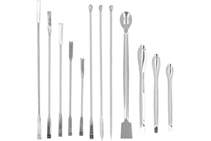 12 Pcs Lab Spatula, Stainless Steel Laboratory Measuring Spoon, Long Handle Double Ended Mixing Spoon, Micro Scoop,Rounded an