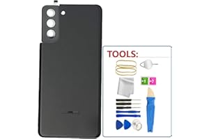 COCOPARTS S21 Plus Back Glass Replacement with Lens Frame with Pre Installed Tape Cover Housing Door Panel Parts for Samsung Galaxy S21 Plus +Tools (Black)