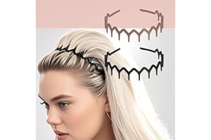 Set of 2 Zig Zag Headbands, Wavy Hair Band with Teeth, Headbands for Women, Hair Hoop Accessory for Women (Black and Khaki)