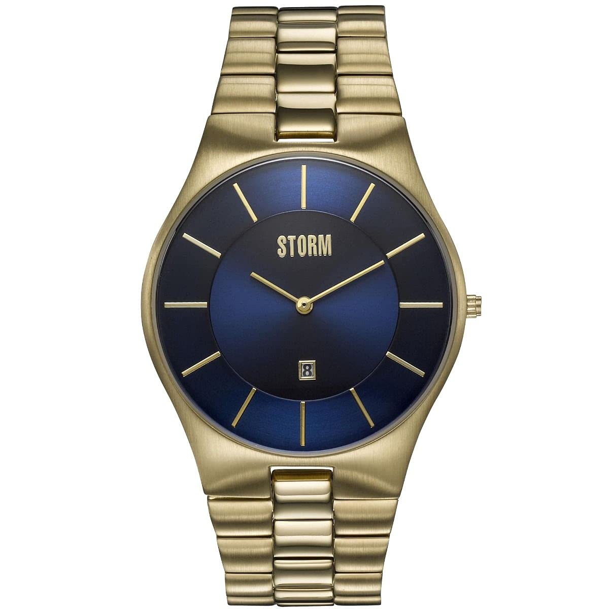 STORM Slim-X XL Watch Men's Classic Watch with a Smart Minimalist dial, Ultra Slim Strap and case, Dual Brush and Polished Finish, and Waterproof to 50m with a Date Feature (Gold Blue)
