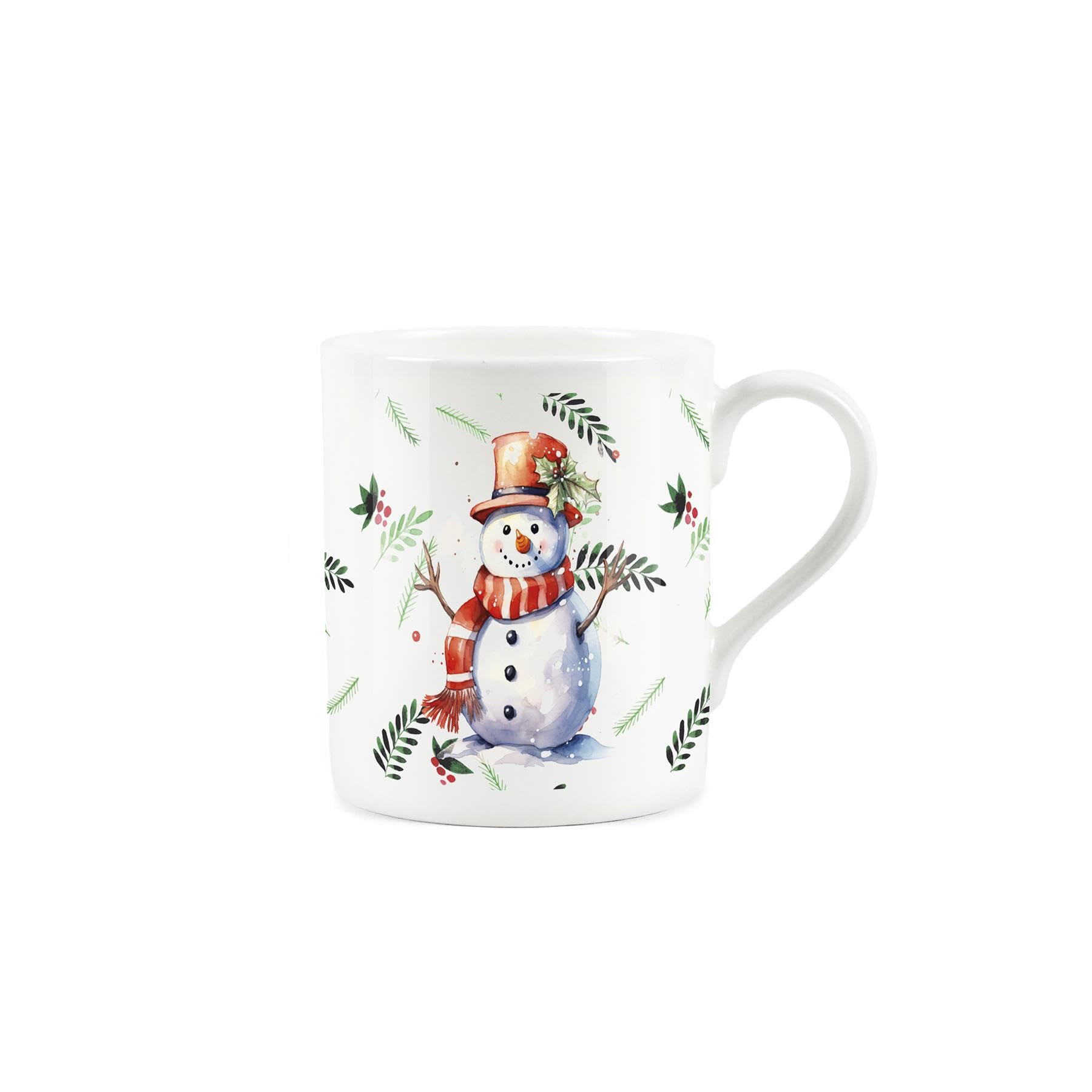 Christmas Snowman Mug - Xmas Festive Novelty Mug Gift - Small Bone China White Mug Coffee/Tea Present