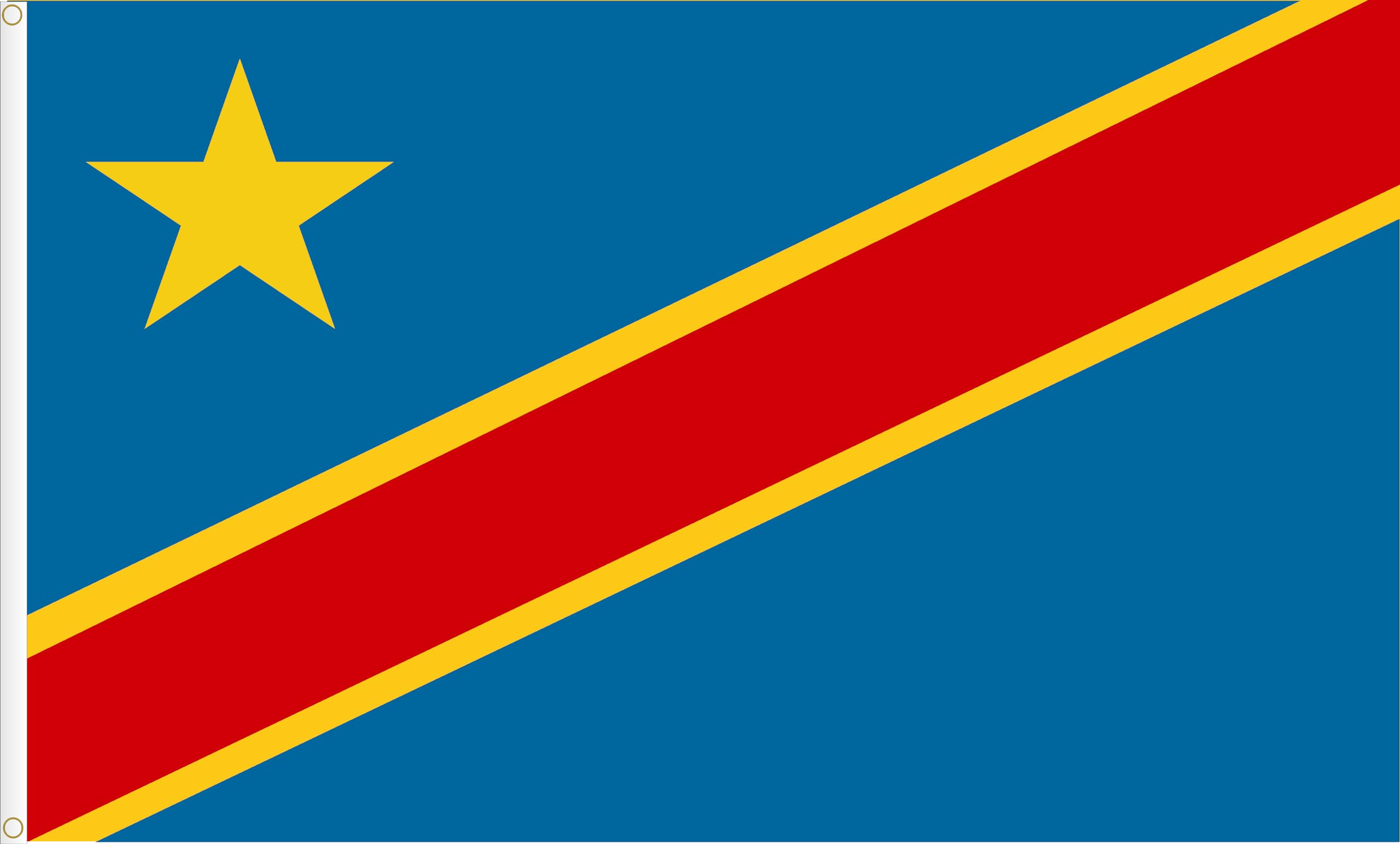 FLAG OF THE DEMOCRATIC REPUBLIC OF THE CONGO. PREMIUM RASO QUALITY 120 GRS. LARGE SIZE 150X90 CM