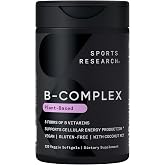Sports Research&reg; Vitamin B-Complex, 120 Count Plantgels&trade; | Full Spectrum of B Vitamins with Methylated B12 &amp; Folate - Gluten Free &middot; Plant-Based &middot; Non-GMO &middot; Vegan-Friendly Formula