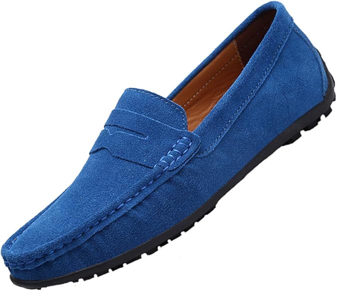 TSIODFO Suede Royal Blue Loafers for Men Slip on Dress