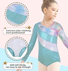 LMCOB Girls Gymnastic Leotards Long Sleeve Sparkly