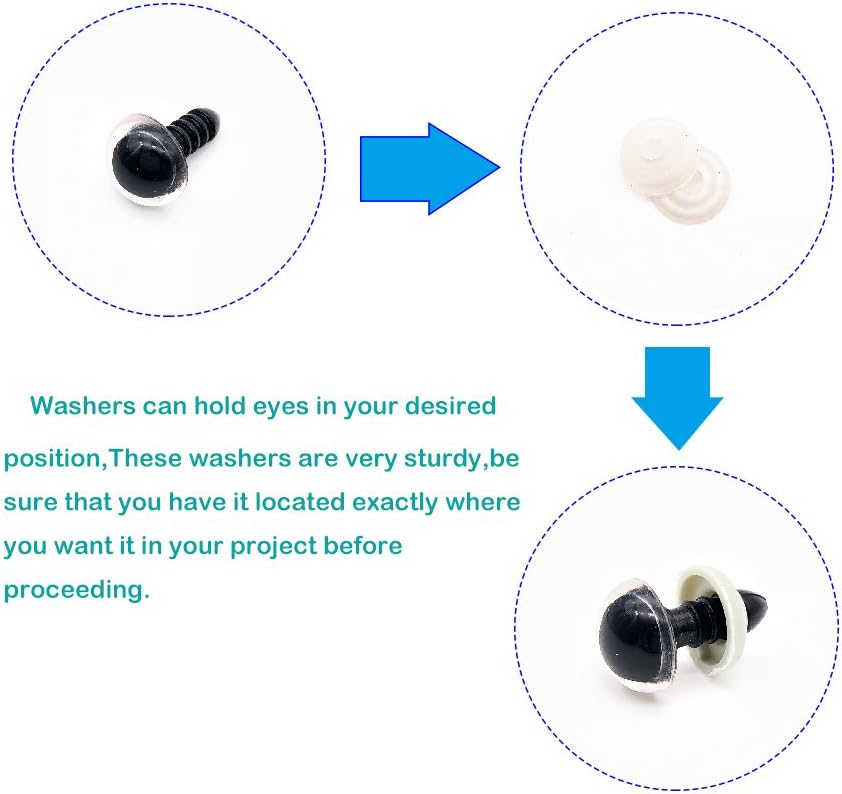 BITEYI Plastic Colorful Safety Eyes with Washers 264 Pcs 6-12mm DIY Craft Eyes for Making Doll,Puppet,Plush Animal Works - Image 5