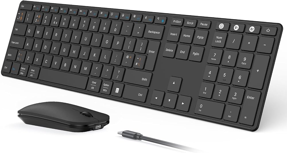 Seenda SKM64-3 Wireless Keyboard & Mouse Multi‑Device UK Layout Black