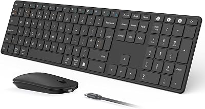 Seenda SKM64-3 Wireless Keyboard & Mouse Multi‑Device UK Layout Black