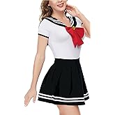 CutiePlusU Button Crotch Onesie Women Romper Bodysuit Skirt Set