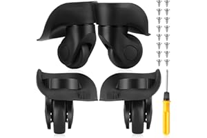 Silkfly 4 Pcs Luggage Wheels Replacement Travel Suitcase Caster Repair Kits with Screw Replacement Left and Right Wheels Mute Bearing Swivel for Luggage(Black,Large)